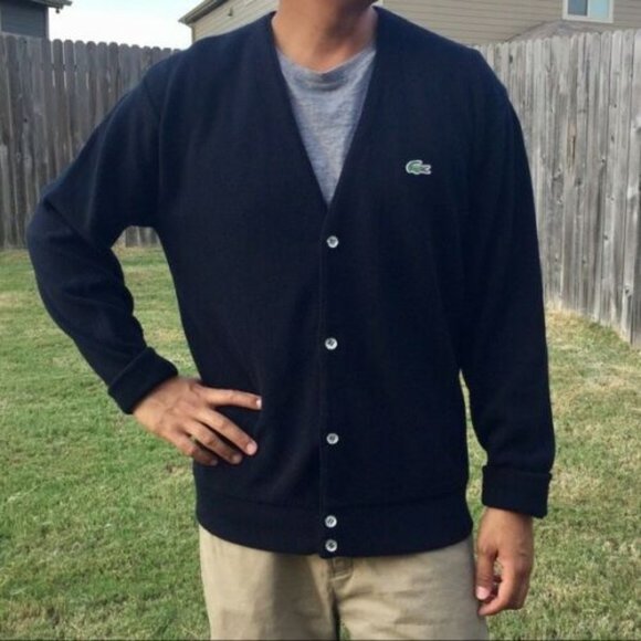 Izod Other - Vintage IZOD Lacoste V-neck Cardigan Sweater Navy Men's Size Medium H11651